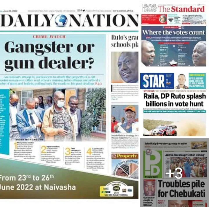 Thursday 23rd Newspaper Headlines Daily Nation The Standard People Daily And Star Newspaper Chezaspin