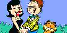 Jon and Liz together with Garfield