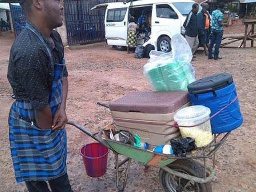 Life Is UNFAIR! Meet This College Graduate Who Sells Cooked Food Off An Old  Wheelbarrow