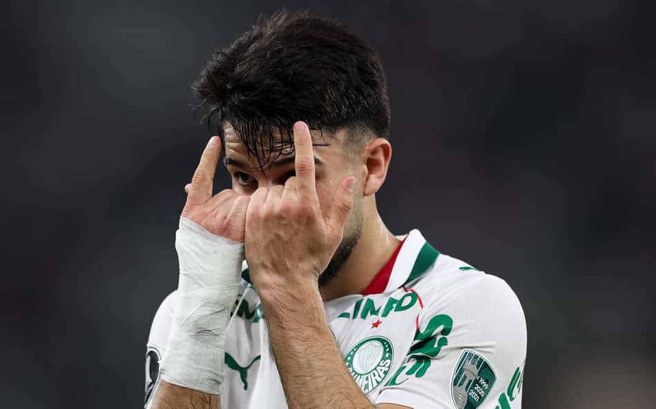 Flaco Lopez celebra gol do triunfo do Palmeiras sobre o Fluminense na Libertadores