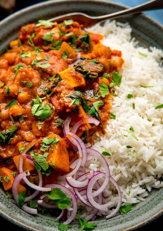 Sweet Potato with Chickpea Curry