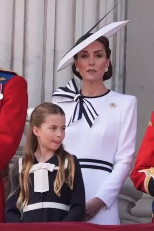 The Princess of Wales with her daughter Princess Charlotte, on the balcony of Buckingham Palace, London, following the Trooping the Colour ceremony in central London