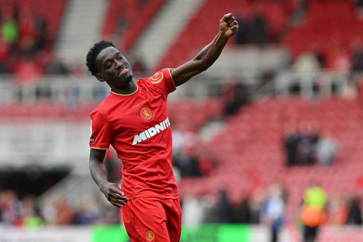 Middlesbrough's Amario Cozier-Duberry celebrates at full time