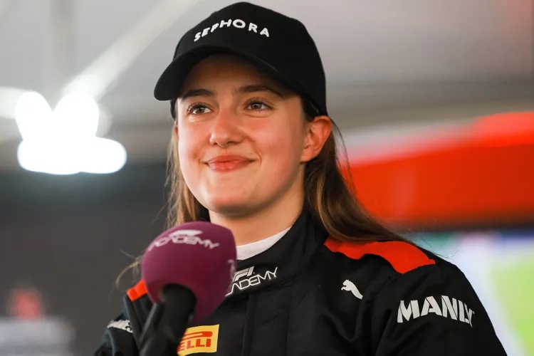 Natalia Granada of Spain and PREMA Racing (19) is interviewed during qualifying at Circuit Zandvoort on August 22, 2026 in Zandvoort, Netherlands.