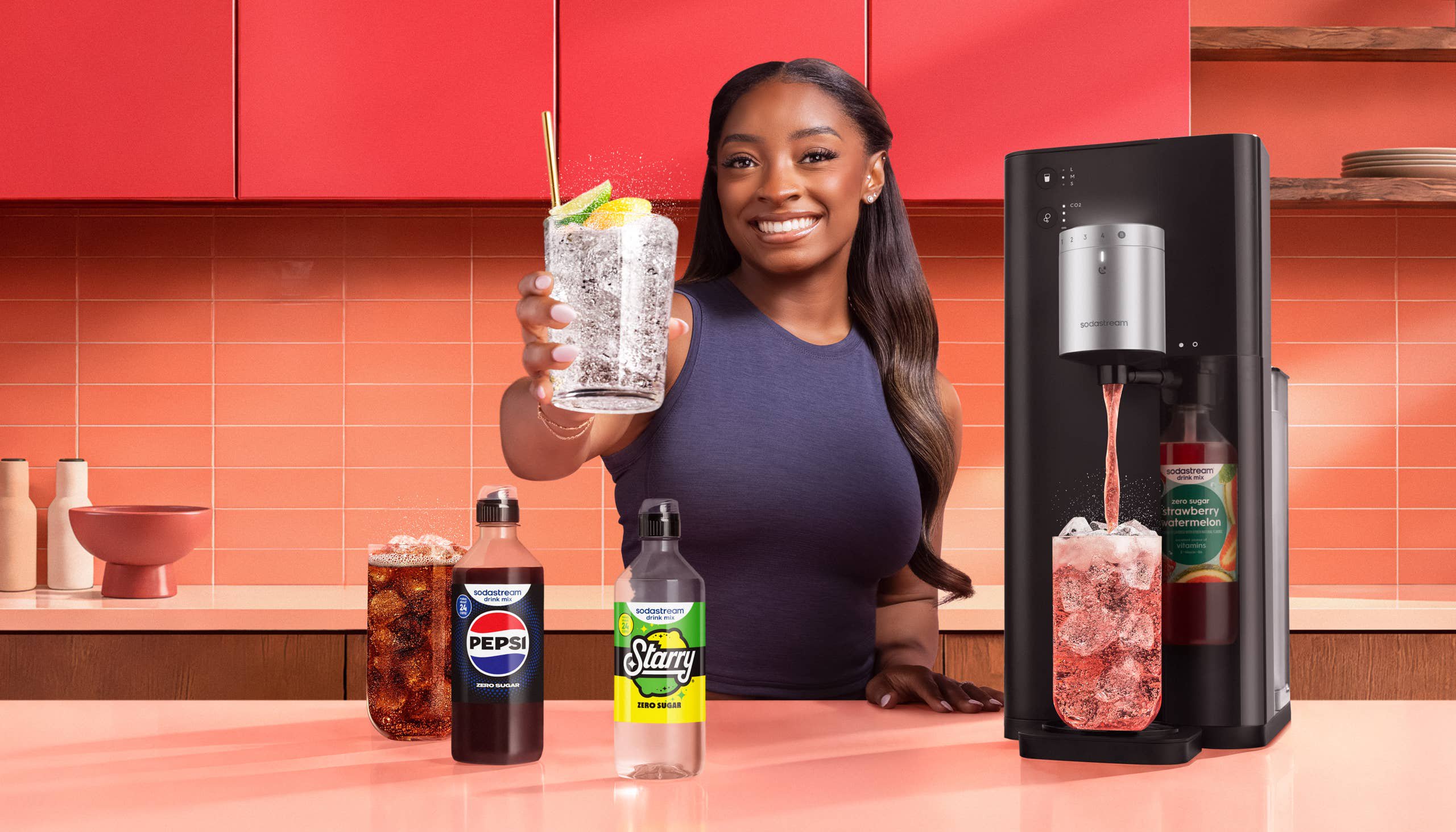 Simone Biles is pictured for Sodastream.