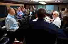 Michael Morell is circled on the left inside the situation room with President Barack Obama when Osama bin Laden was killed in 2011