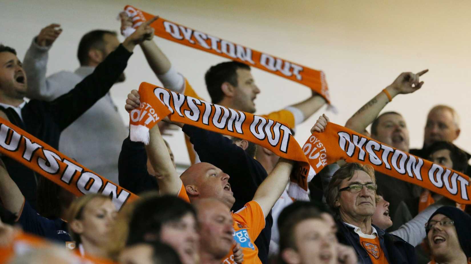 Blackpool fans protest against Oystons