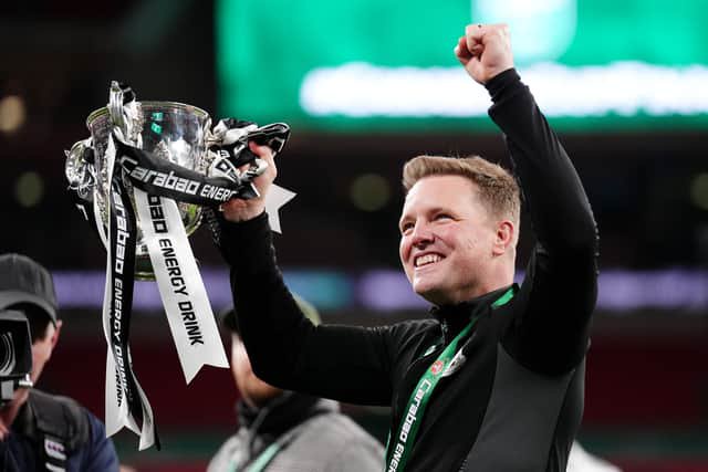Howe guided Newcastle to Carabao Cup success in March 2025 (John Walton/PA)