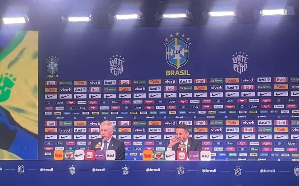 Rodrigo Caetano e Ancelotti na convocação da Seleção