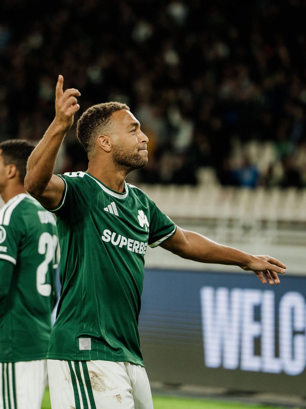 Cyril Dessers celebrates his goalPanathinaikos on X