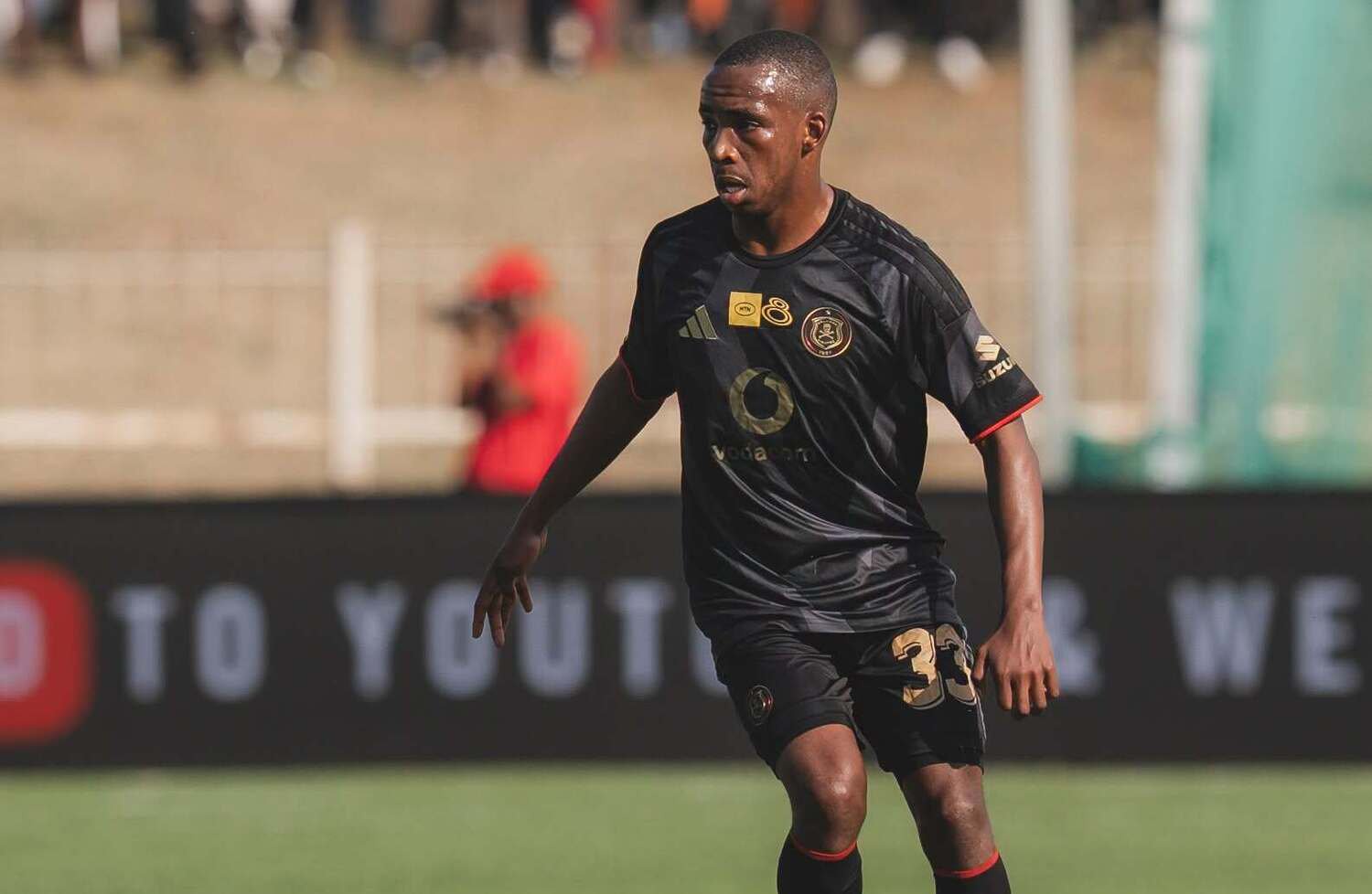 Orlando Pirates midfielder Thapelo Mokobodi controls the ball 