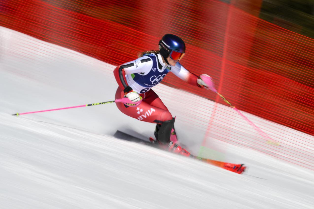 Liene Bondare bei den Olympischen Spielen 2026 in Cortina d'Ampezzo. © AFP / MARCO BERTORELLO