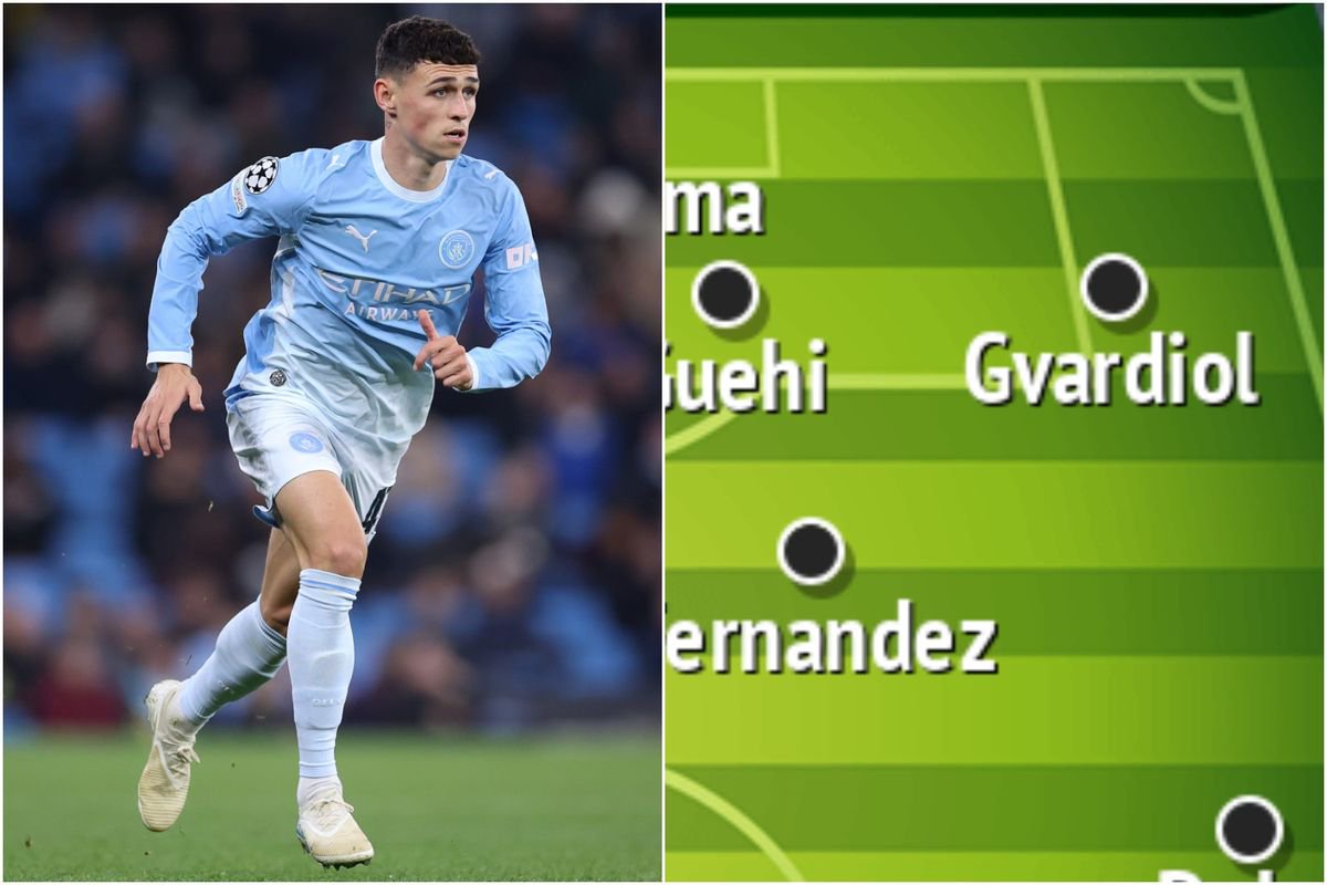 Phil Foden and a snippet of Manchester City's predicted XI vs Aston Villa