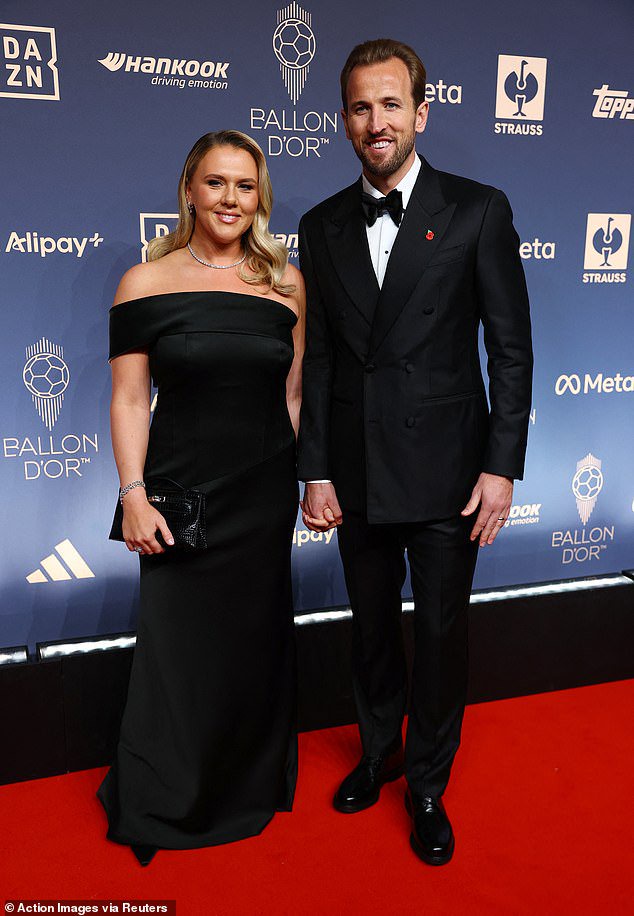 England captain and Ballon d'Or contender Harry Kane was among one of the last arrivals on the red carpet alongside his wife Kate