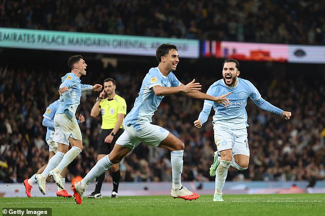 A Rayan Cherki free kick deflected in off Vitor Reis to ensure City took the match to penalties