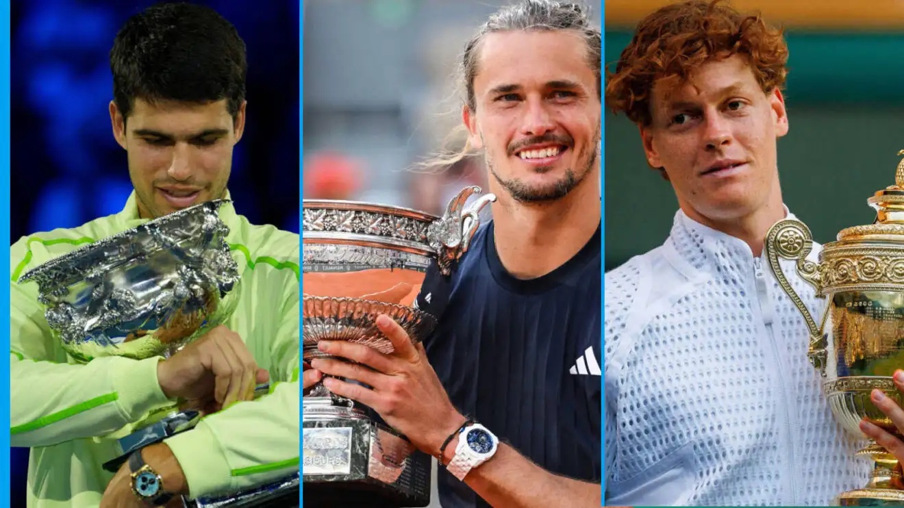 Pictured: Carlos Alcaraz, Alexander Zverev, Jannik Sinner