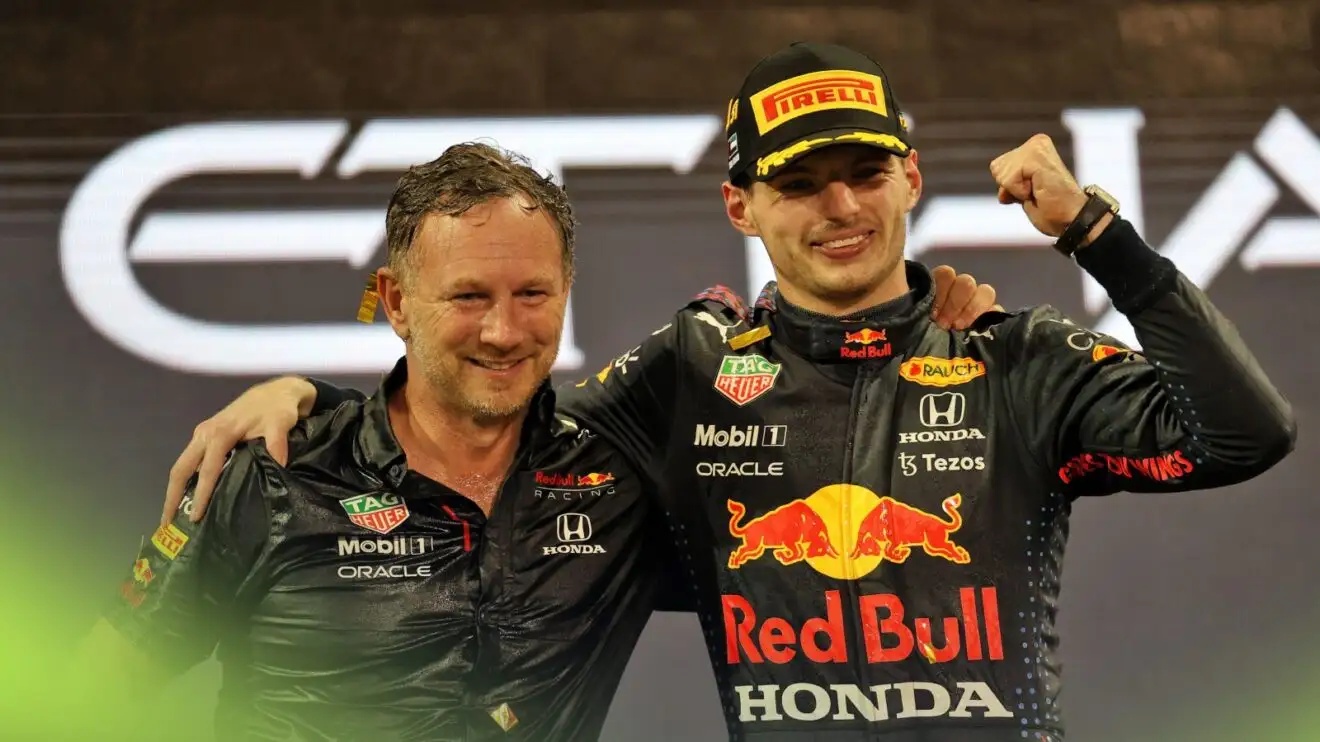 Horner and Verstappen celebrate in Abu Dhabi
