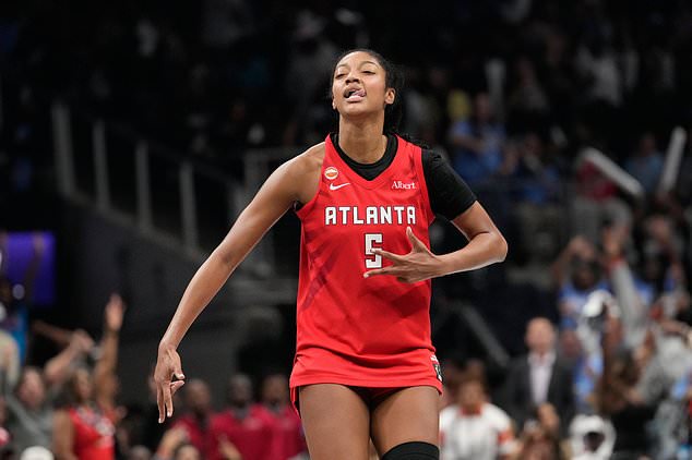 Atlanta Dream's Angel Reese reacts during the second half of Game 6 of the WNBA basketball finals against the Golden State Valkyries on Thursday, Oct. 29, 2026, in Atlanta. (AP Photo/Brynn Anderson)