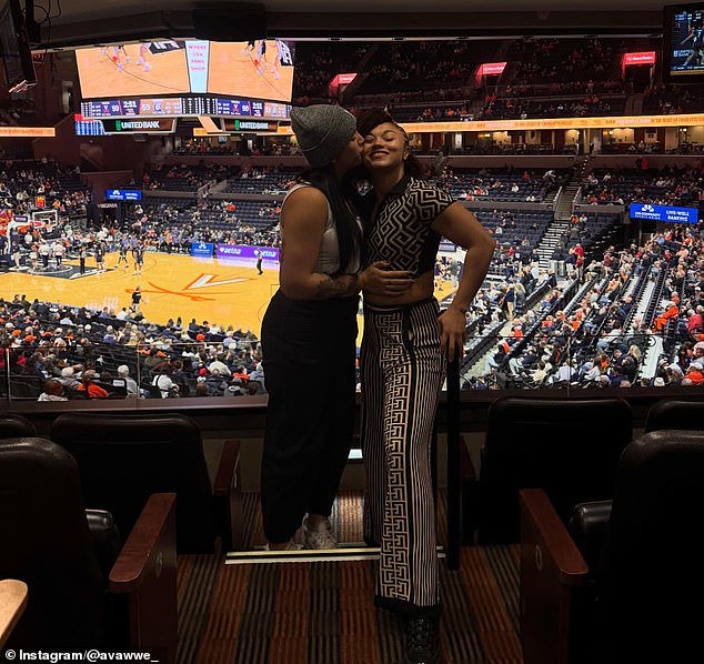 Ava shared a sweet video to her Instagram Stories on Sunday in which she and Tatyanna, 26, showed off plenty of PDA, including a passionate kiss, but she previously gave Tatyanna a kiss on the cheek in a post from November 30 (pictured)