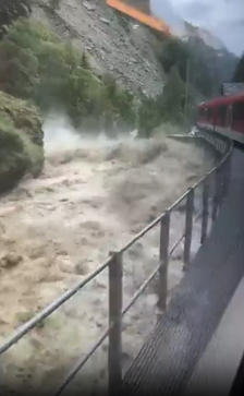 Passengers aboard a train could see the horror floods just feet away from their seats