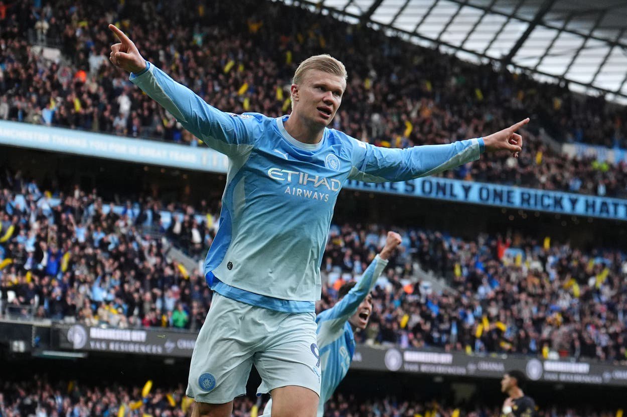 Erling Haaland is set to return for Manchester City after not being risked in midweek (Martin Rickett/PA)