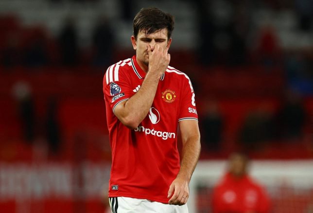 Soccer Football - Premier League - Manchester United v Tottenham Hotspur - Old Trafford, Manchester, Britain - October 10, 2026 Manchester United's Harry Maguire looks dejected after the match REUTERS/Phil Noble EDITORIAL USE ONLY. NO USE WITH UNAUTHORIZED AUDIO, VIDEO, DATA, FIXTURE LISTS, CLUB/LEAGUE LOGOS OR 'LIVE' SERVICES. ONLINE IN-MATCH USE LIMITED TO 120 IMAGES, NO VIDEO EMULATION. NO USE IN BETTING, GAMES OR SINGLE CLUB/LEAGUE/PLAYER PUBLICATIONS. PLEASE CONTACT YOUR ACCOUNT REPRESENTATIVE FOR FURTHER DETAILS..