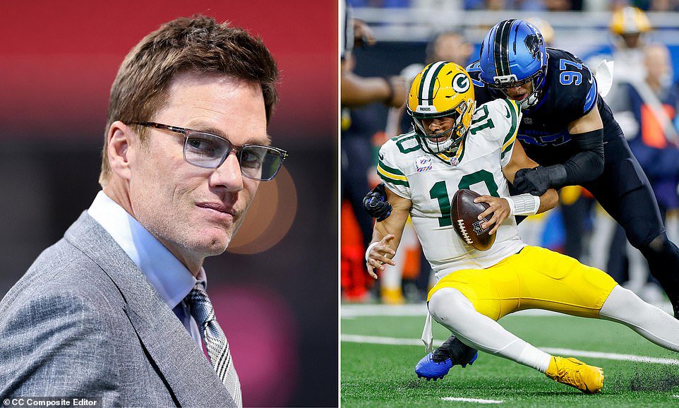 Defensive NFL players have found an unlikely ally in retired quarterback and Fox Sports analyst Tom Brady. Irritated by what he viewed as questionable roughing and unnecessary roughness penalties in Detroit, Brady blasted head referee Alex Moore's crew during the Lions' 20-17 win over the Green Bay Packers. 'No, my goodness,' the incredulous Brady said after Lions quarterback Jared Goff drew a questionable roughing-the-passer call on Packers defensive tackle Karl Brooks in the fourth quarter. 'What is that?! There's no way!... That's definitely not roughing the passer! 'You're just ripping through the line of scrimmage to try to get the quarterback on the ground,' Brady continued. 'Look, I love Goff standing there in the pocket, but you just can't tack it on 15 yards.'