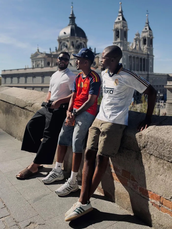 Thembinkosi Mthembu, Kay Mahapa and Jamie Gounden exploring Madrid 