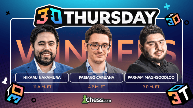 Nakamura Wins With 'GOAT Horns'; Caruana, Maghsoodloo Repeat In 3 0 Thursday