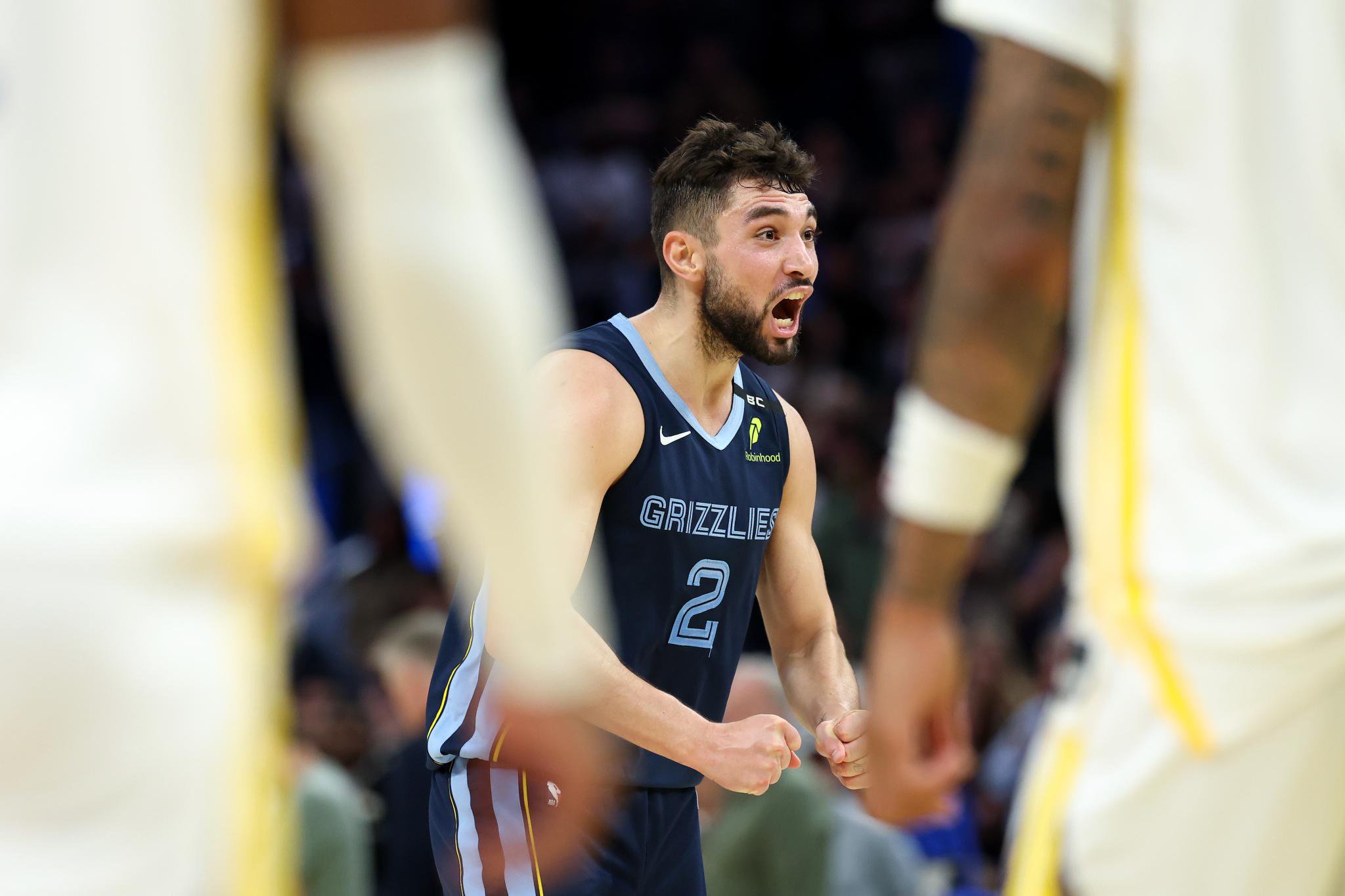 Ty Jerome reacts in the final moments of the Memphis Grizzlies' victory over the Golden State Warriors.