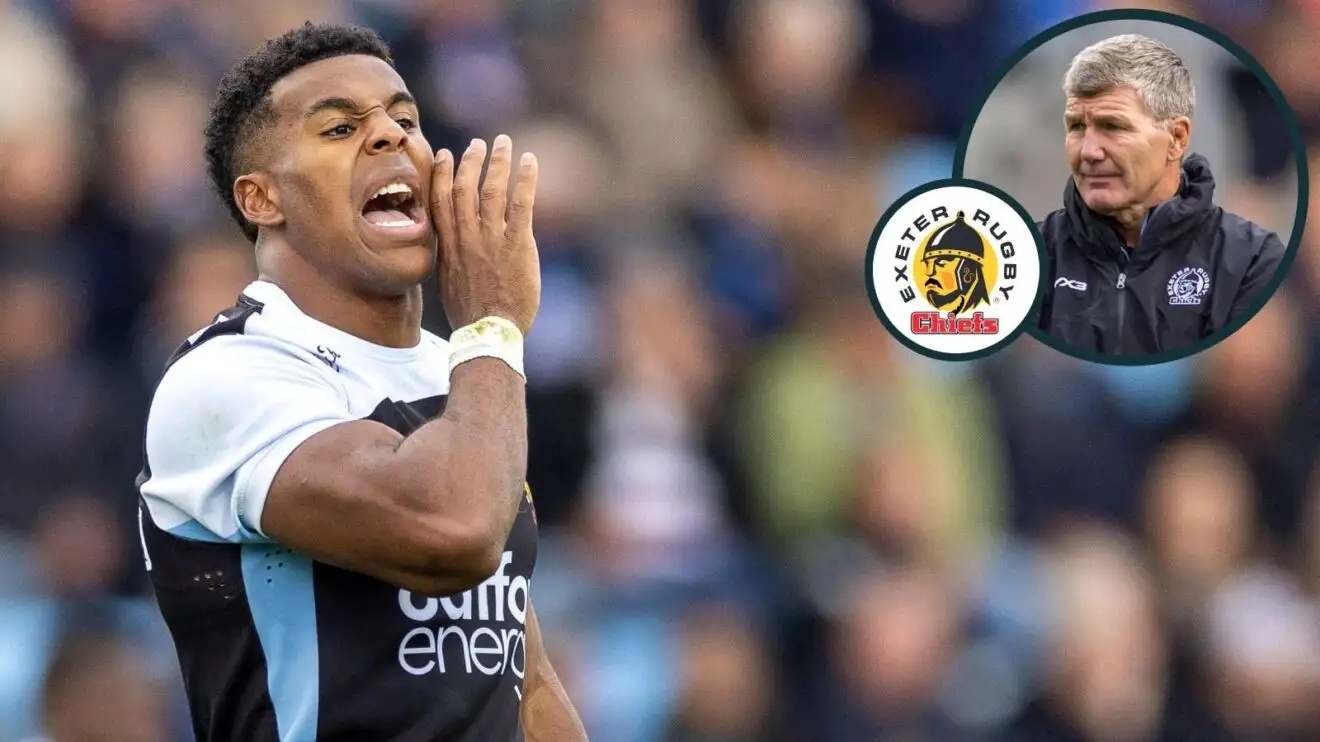 A two layered image of Immanuel Feyi-Waboso and Rob Baxter