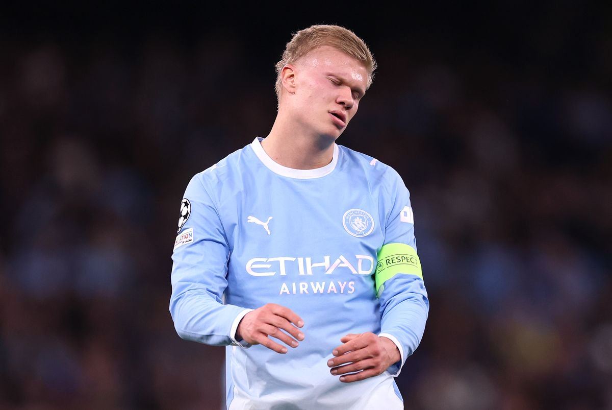 Erling Haaland of Manchester City reacts