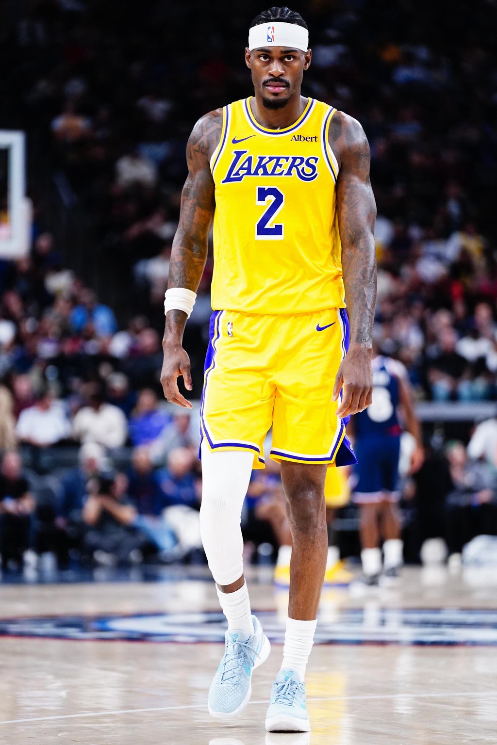 Jarred Vanderbilt of the Los Angeles Lakers during a game against the LA Clippers.