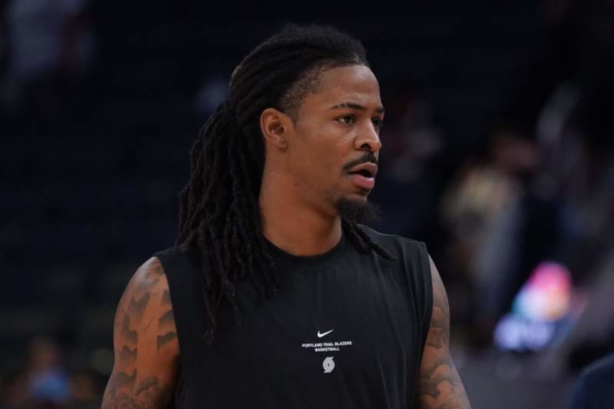 Oct 16, 2026; San Francisco, California, USA; Portland Trail Blazers guard Ja Morant (1) warms up prior to the game against the Golden State Warriors at Chase Center. © David Gonzales-Imagn Images