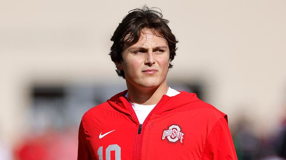 Julian Sayin of Ohio State looks on before the game.