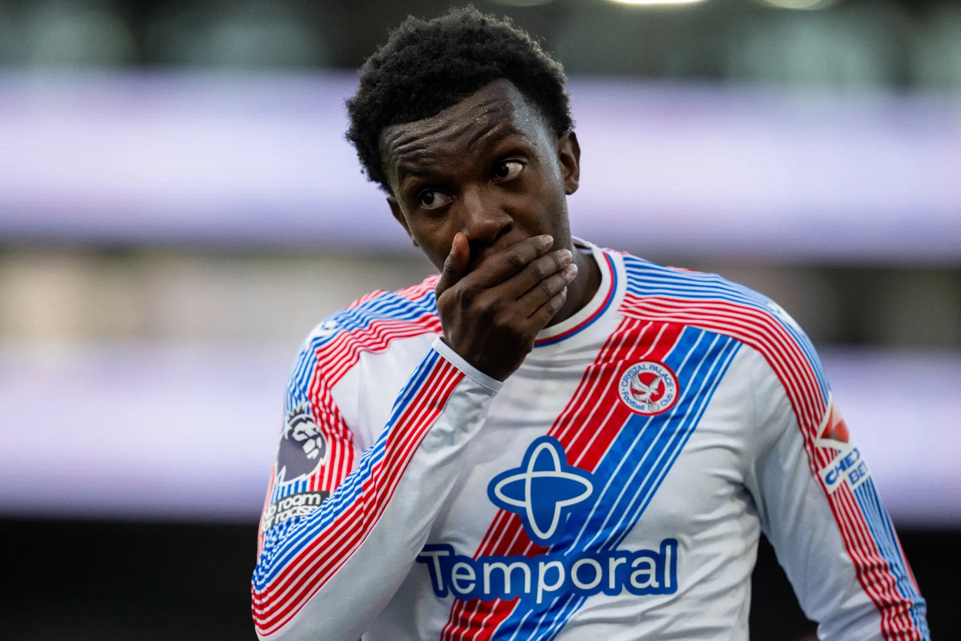 Eddie Nketiah looking shocked.
