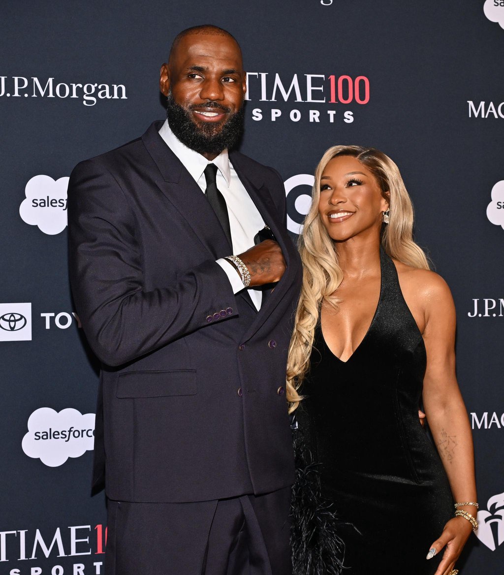 LeBron James, left, and Savannah James attend the Time100 Sports List at Pier Sixty Chelsea Piers in New York, Thursday, July 16, 2026.