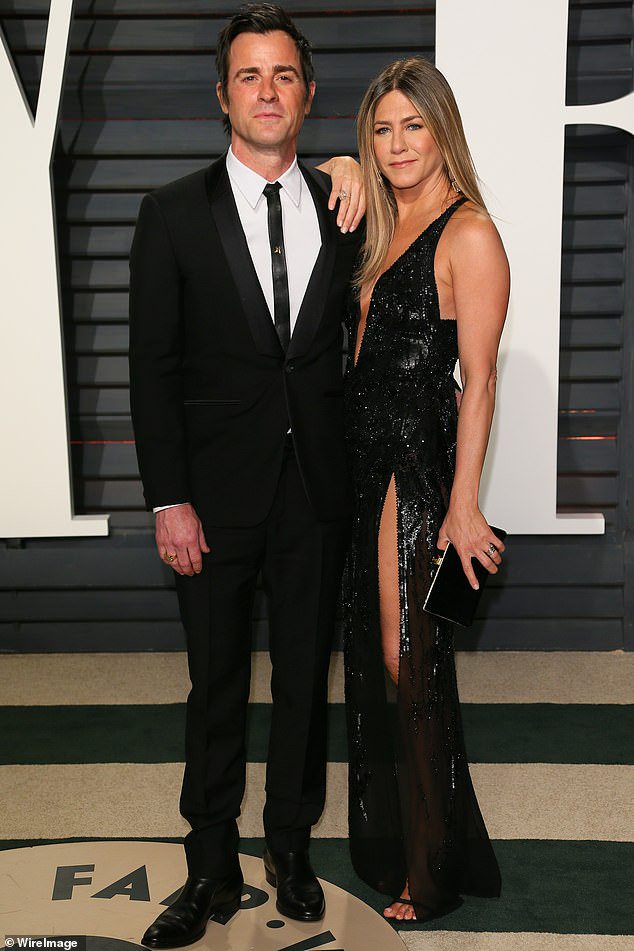 Justin also enjoys a famously amicable relationship with his ex-wife Jennifer Aniston, whom he was with for a total of seven years; pictured at the Vanity Fair Oscar Party in 2017