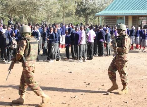 Police officers deployed to schools in Laikipia West on Monday, September 13.