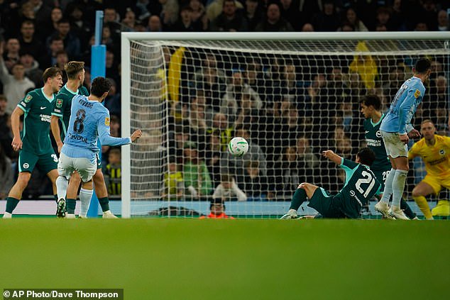 Mateo Kovacic dragged Man City level with a shot from range which went in off the post