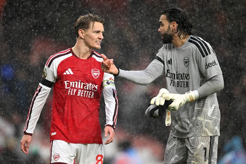 Martin Odegaard and David Raya