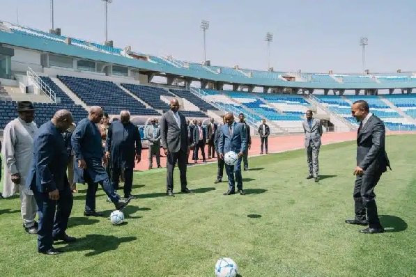 President John Dramani Mahama with other dignitaries at the Bahir Dar Stadium