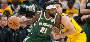 Bucks' Patrick Beverley hurls basketball at fans behind the bench during Game 6 loss to Pacers
