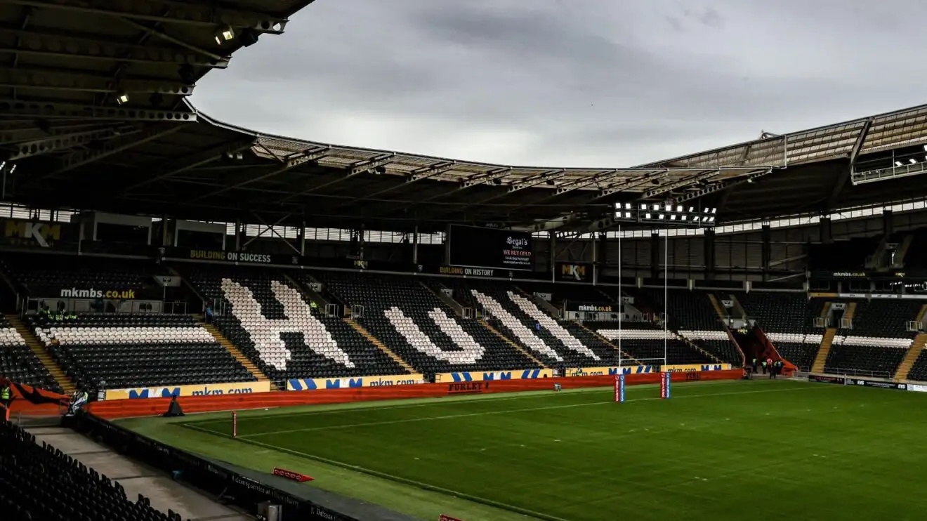 A general view of the MKM Stadium, the home of Hull FC, taken ahead of a game in 2026
