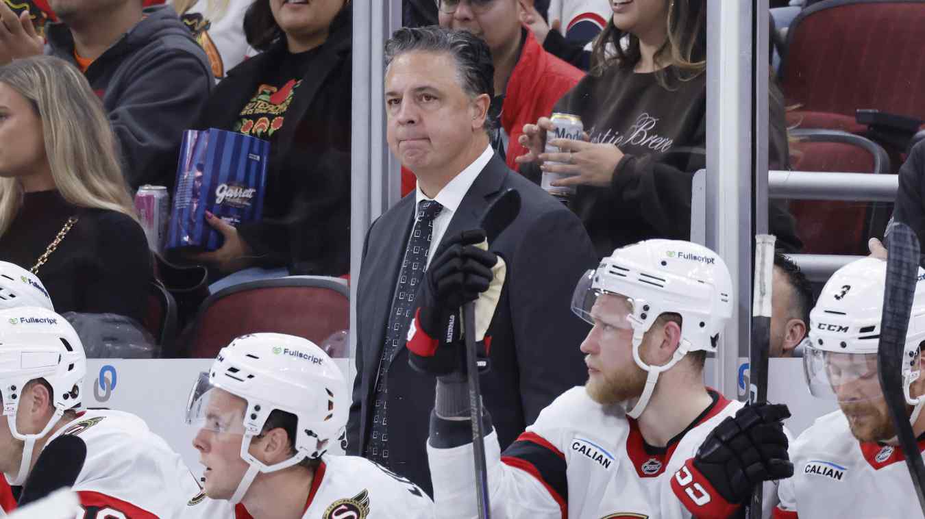 Head coach Travis Green of the Ottawa Senators looks on against the Chicago Blackhawks during the second period at the United Center on October 28, 2025 in Chicago, Illinois.