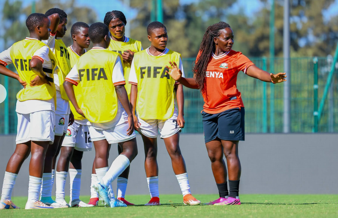 Junior Starlets with coach Ann Aluoch. PHOTO/https://www.facebook.com/HarambeeStarlets