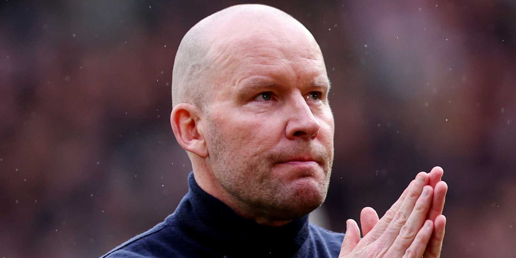 Sheffield Wednesday manager Henrik Pedersen looks dejected at the end of the match