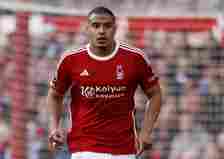Murillo of Nottingham Forest running during the Premier League match between Nottingham Forest and Manchester City at City Ground on April 28, 2024...