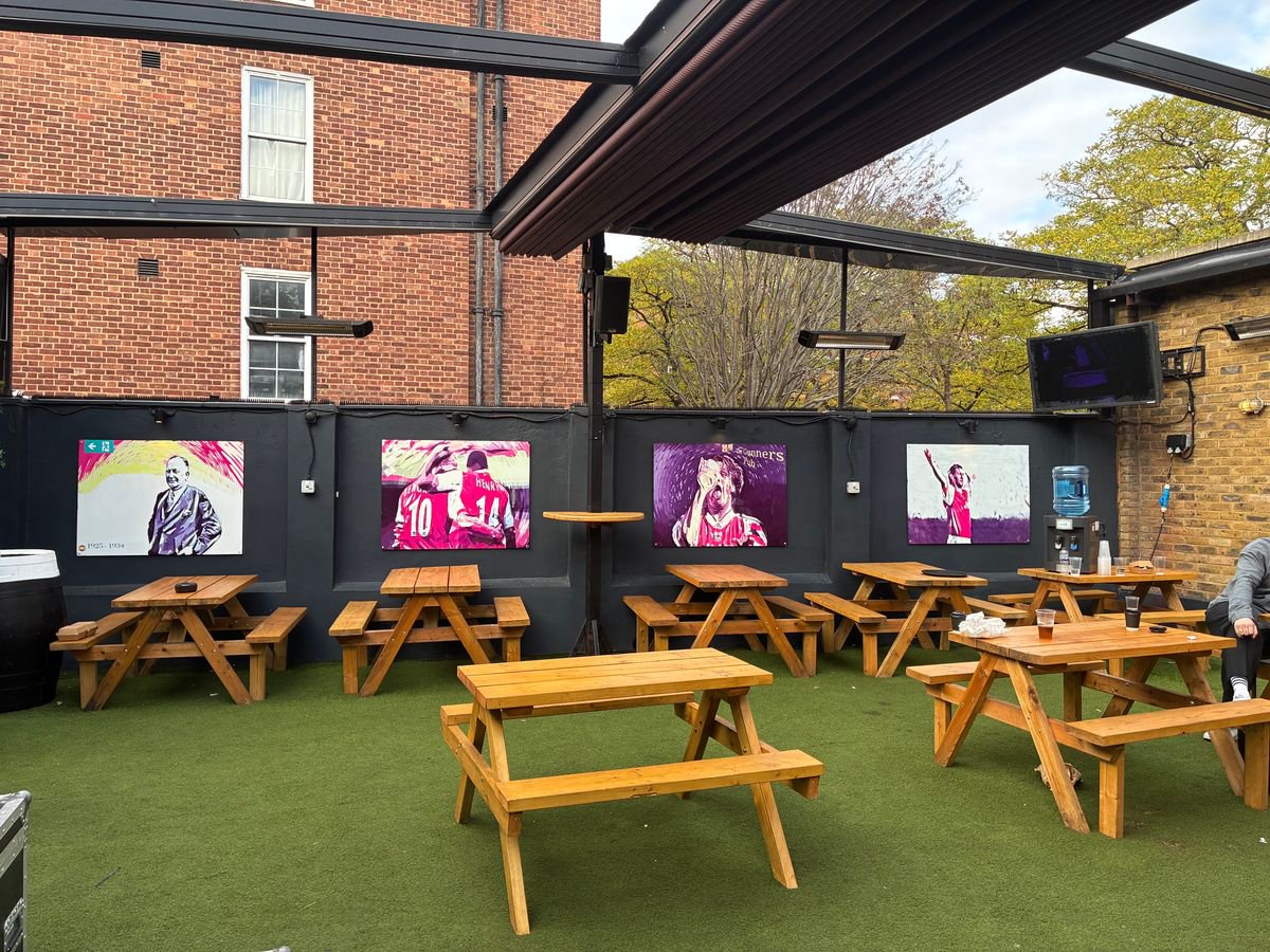 The beer garden dons famous photos of Arsenal icons 