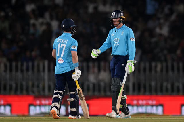 England fell apart after a strong opening partnership between Tom Banton and Ben Duckett
